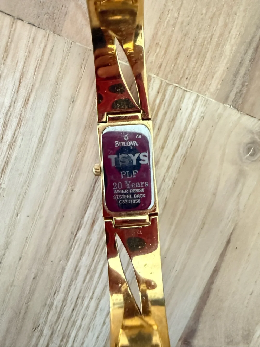Bulova ladies rectangular dial gold tone crystal accented watch NEW BATTERY